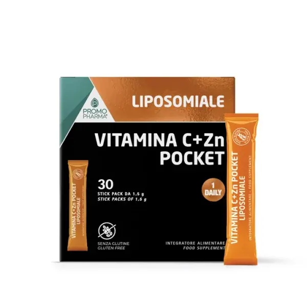 Paketim PromoPharma Botanical Mix CiZinco Pocket me 30 stick që ofrojnë vitaminë C 500 mg dhe zink 15 mg për mbështetjen e imunitetit.