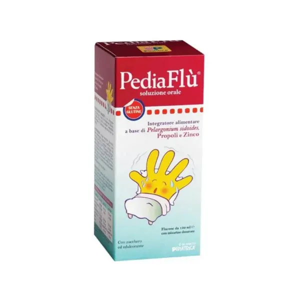 Pediatrica PediaFlù, shishe 150 ml me Pelargonium sidoides, propolis, zink dhe mjaltë për mbështetjen e imunitetit te fëmijët.