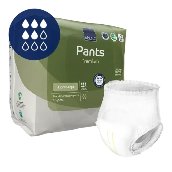 ABENA Pants Light Large, paketim me 15 mbathje absorbuese pull-on për inkontinencë të lehtë.