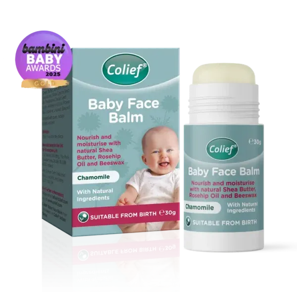 Colief Baby Face Balm me shea butter, rosehip, vaj kokosi dhe kamomil për lëkurën e thatë dhe të ndjeshme të bebes.