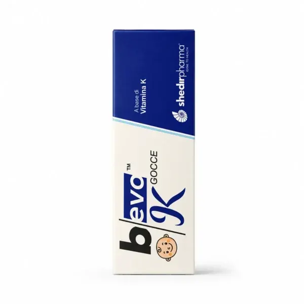 Shedir Pharma Bevo K në pika me vitaminë K për foshnja, për përdorim sipas etiketës dhe këshillës pediatrike.