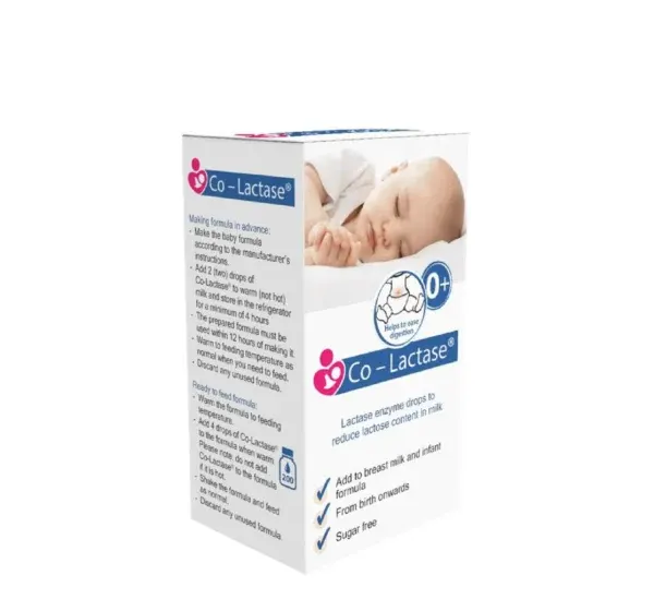 Maxima Healthcare Co-Lactase Infant Drops, pika me laktazë për t’u shtuar në qumështin e gjirit ose formulë te foshnjat.