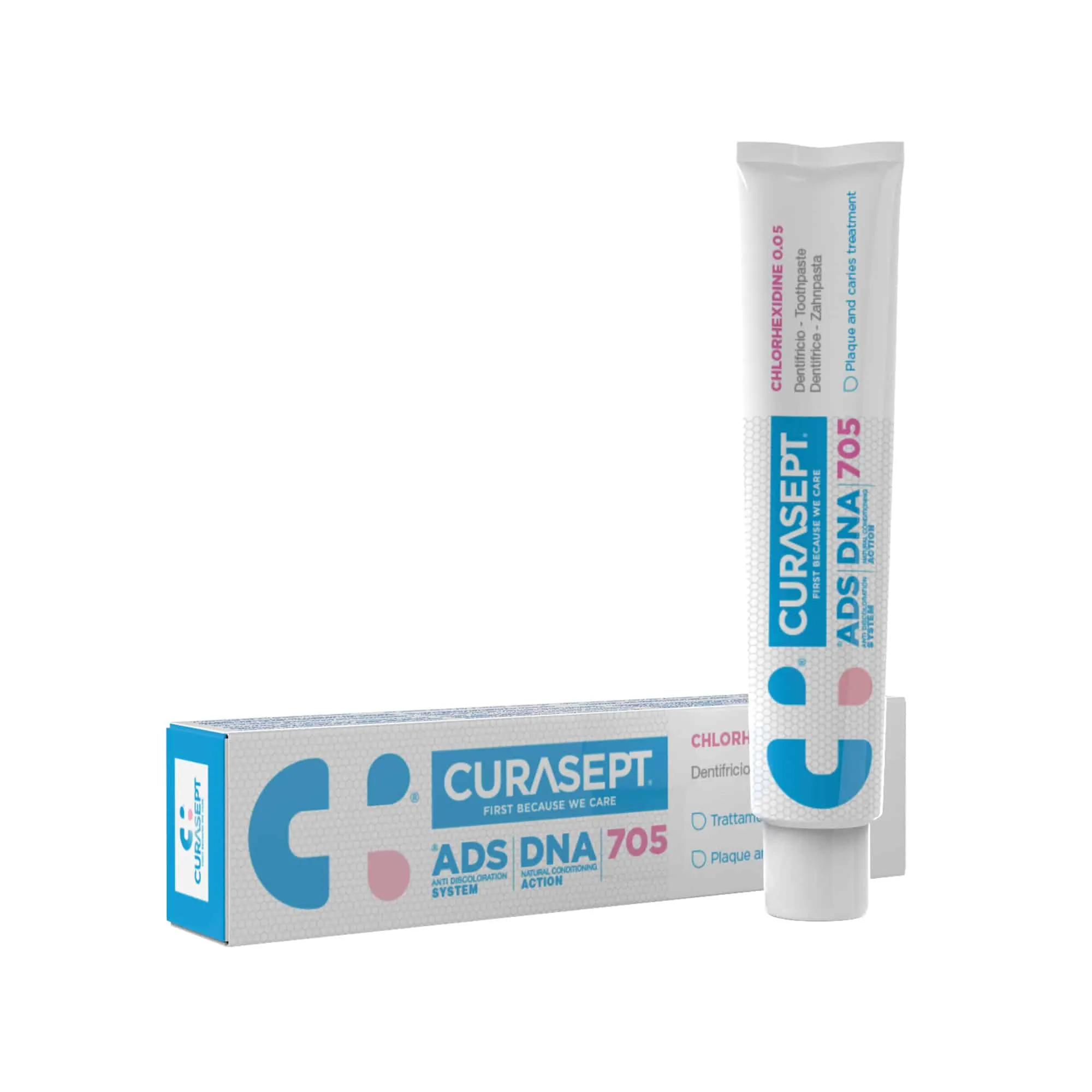 Curasept ADS DNA 705 Gel Toothpaste, pastë xhel me klorheksidinë 0.05% dhe fluor për përdorim të përditshëm.
