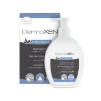 Shishe Dermoxen Anti-Odour Larës Intim 200 ml, me fibra prebiotike dhe vajra esencialë për freski dhe higjienë intime.