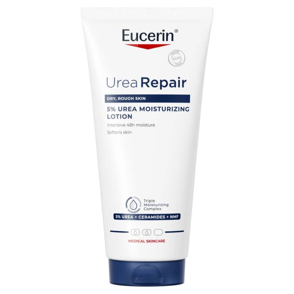 Eucerin UreaRepair 5% Urea Lotion është locion hidratues pa aromë për lëkurë të thatë dhe të ashpër.
