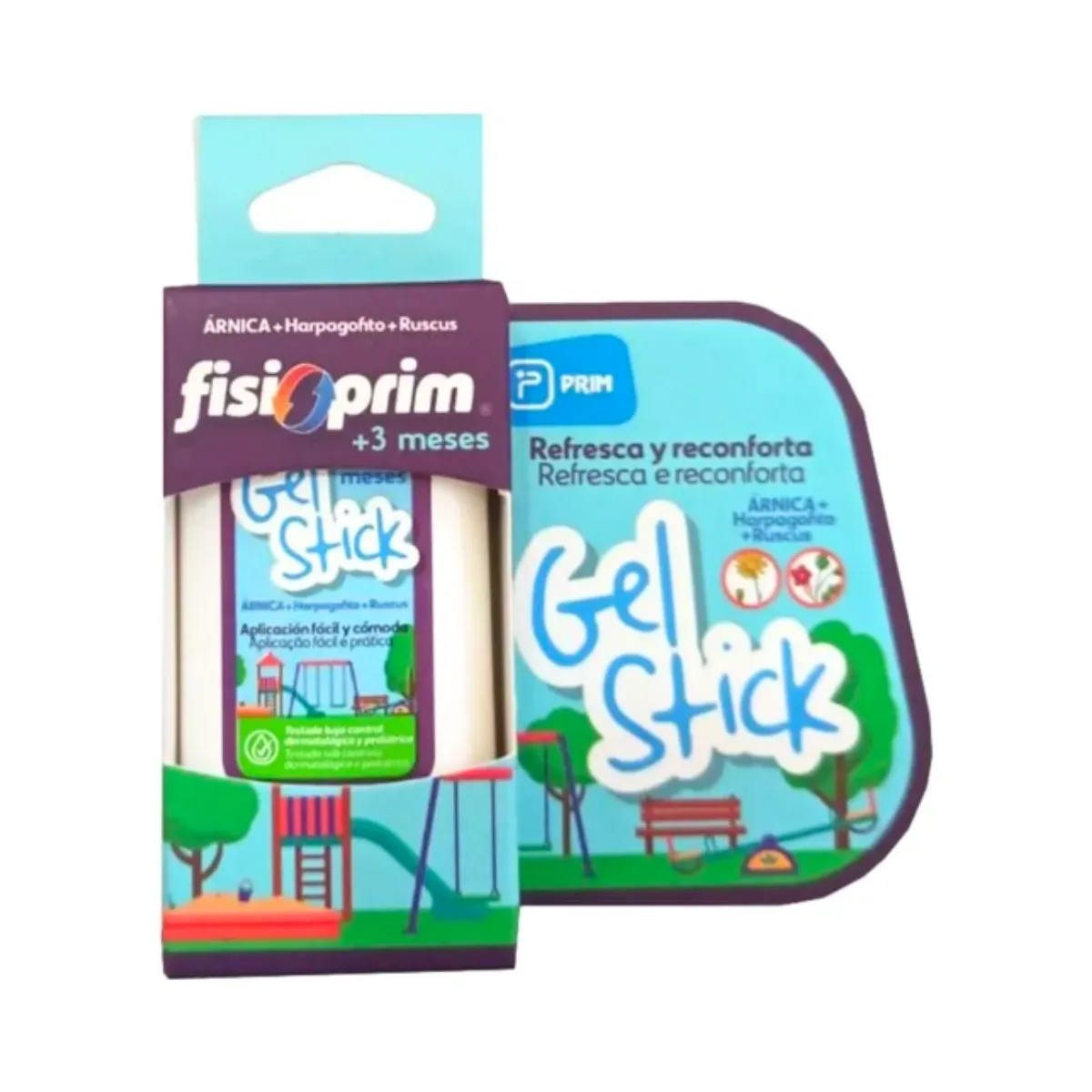 Fisioprim Gel Stick Arnica me aplikator roll-on për kujdesin e lëkurës së fëmijëve.