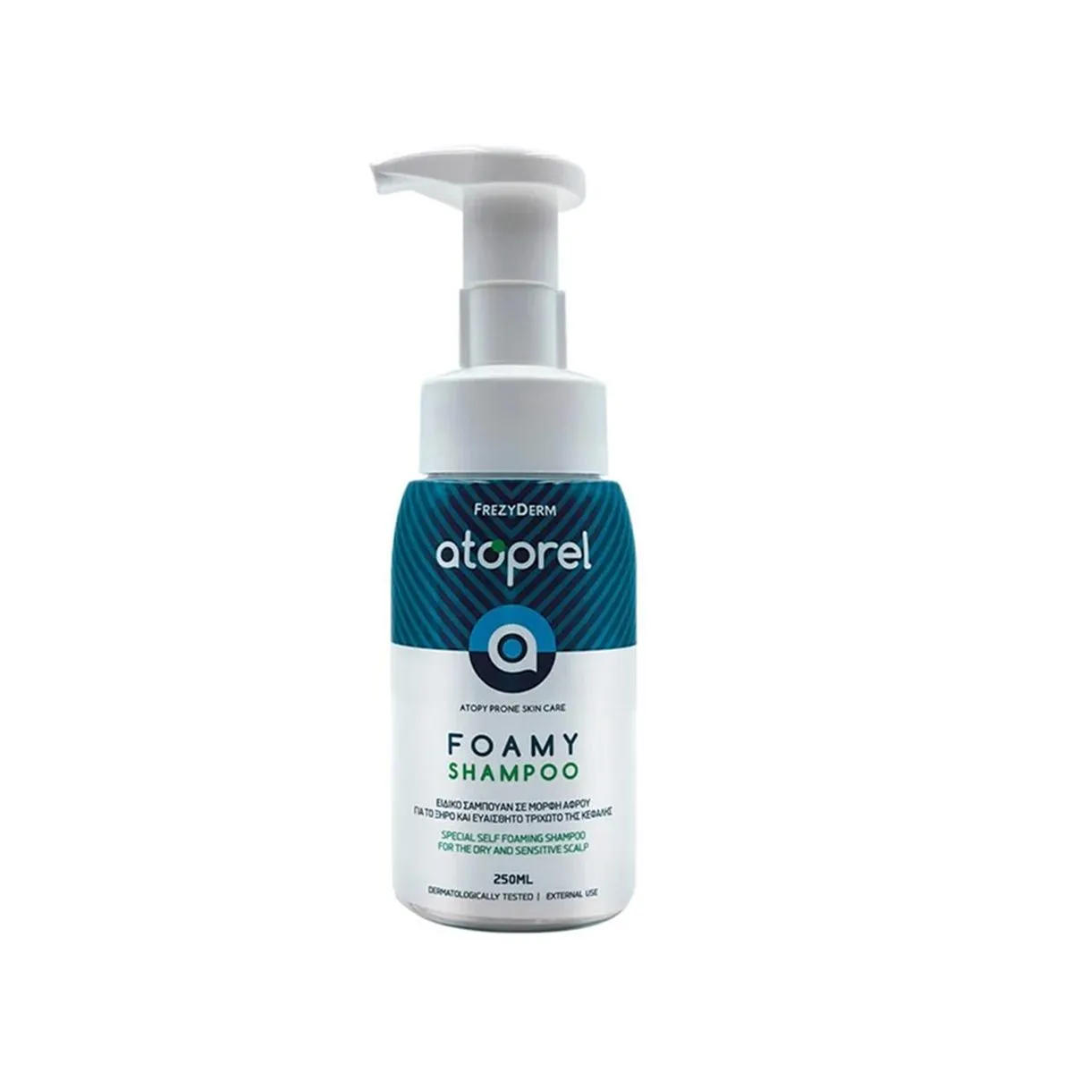 Shishe Frezyderm Atoprel Foamy Shampoo 250 ml, shampo në shkumë për skalp të thatë dhe atopik.