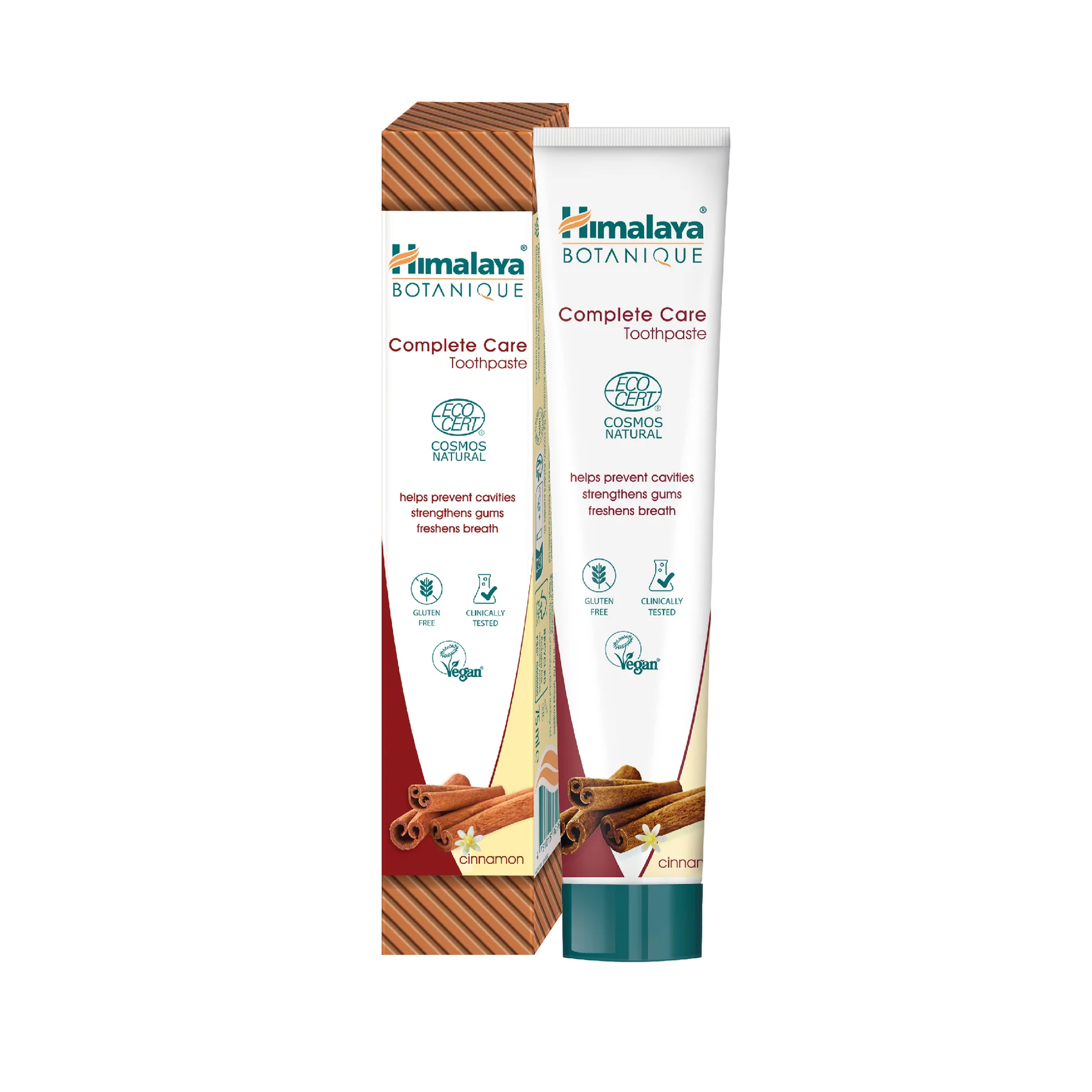 Himalaya Botanique Complete Care Cinnamon, pastë dhëmbësh me Neem, shegë, Triphala dhe vaj kanelle, pa fluor dhe SLS.
