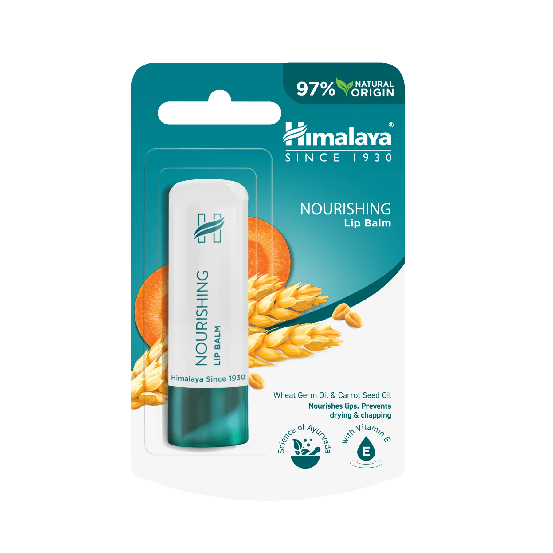 Himalaya Nourishing Lip Balm, balsam stick ushqyes me vaj embrioni gruri dhe vaj farash karote për buzë të thata dhe të çara.