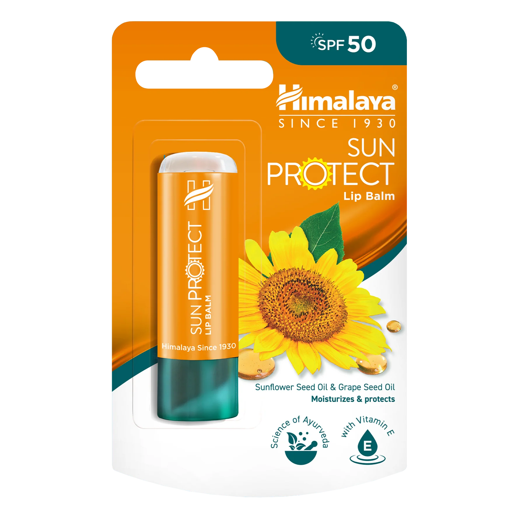 Himalaya Sun Protect Lip Balm SPF 50, balsam stick për mbrojtjen e buzëve nga UVA dhe UVB me vajra bimorë dhe vitaminë E.