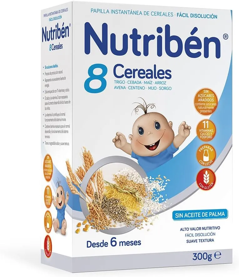 Paketimi Nutribén 8 Drithëra, papilla me përzierje drithërash për foshnja nga gjashtë muaj.