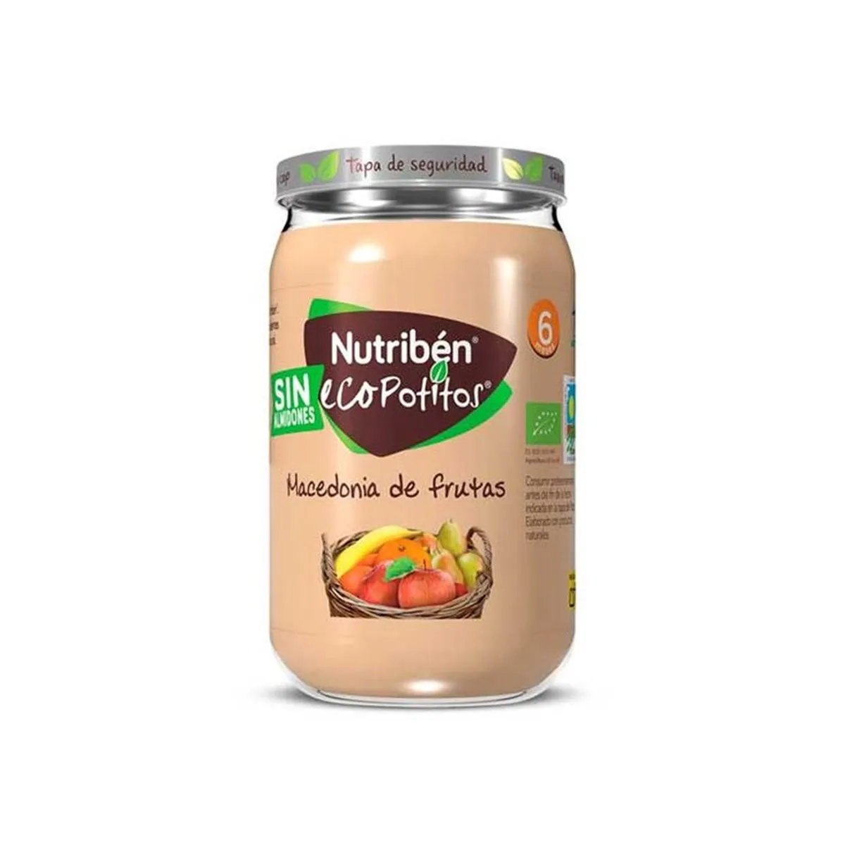 Kavanozi Nutribén EcoPotito Macedonia me mollë, banane, dardhë dhe portokall për bebe.