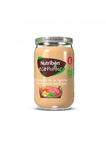 Kavanozi Nutribén EcoPotito Perime Kopshti me Mish Viçi, pure organike për bebe.