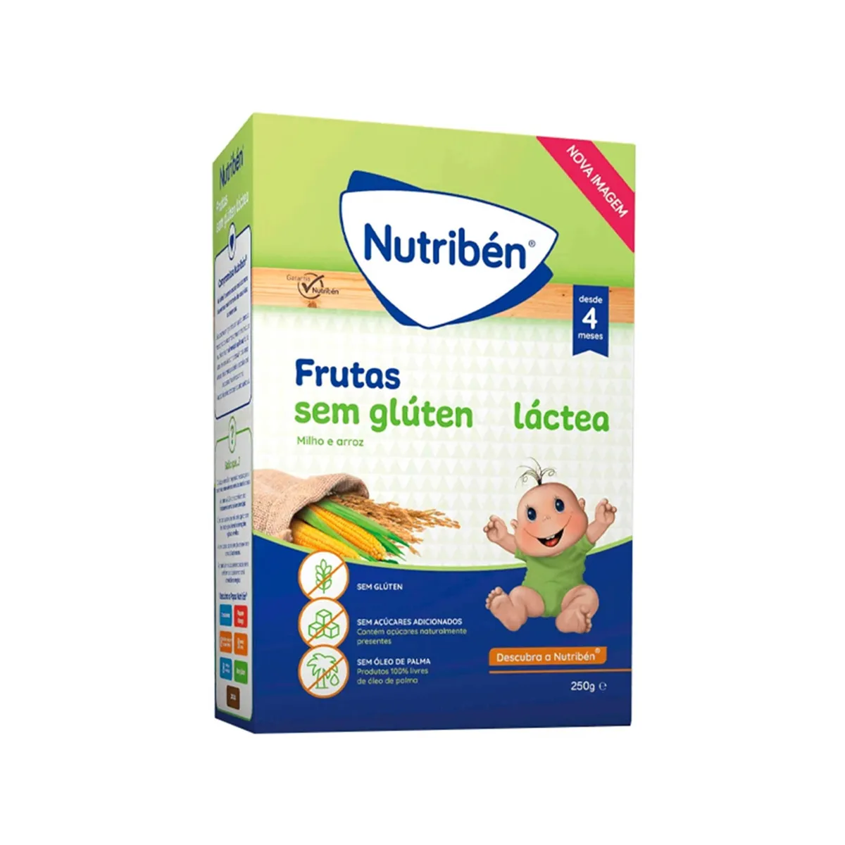 Paketimi Nutribén Papilla Fillestare me Fruta, drithëra pa gluten për foshnja.