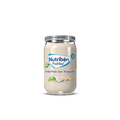 Kavanozi Nutribén Potito Perime me Gjuhëz, pure me peshk dhe perime për bebe.