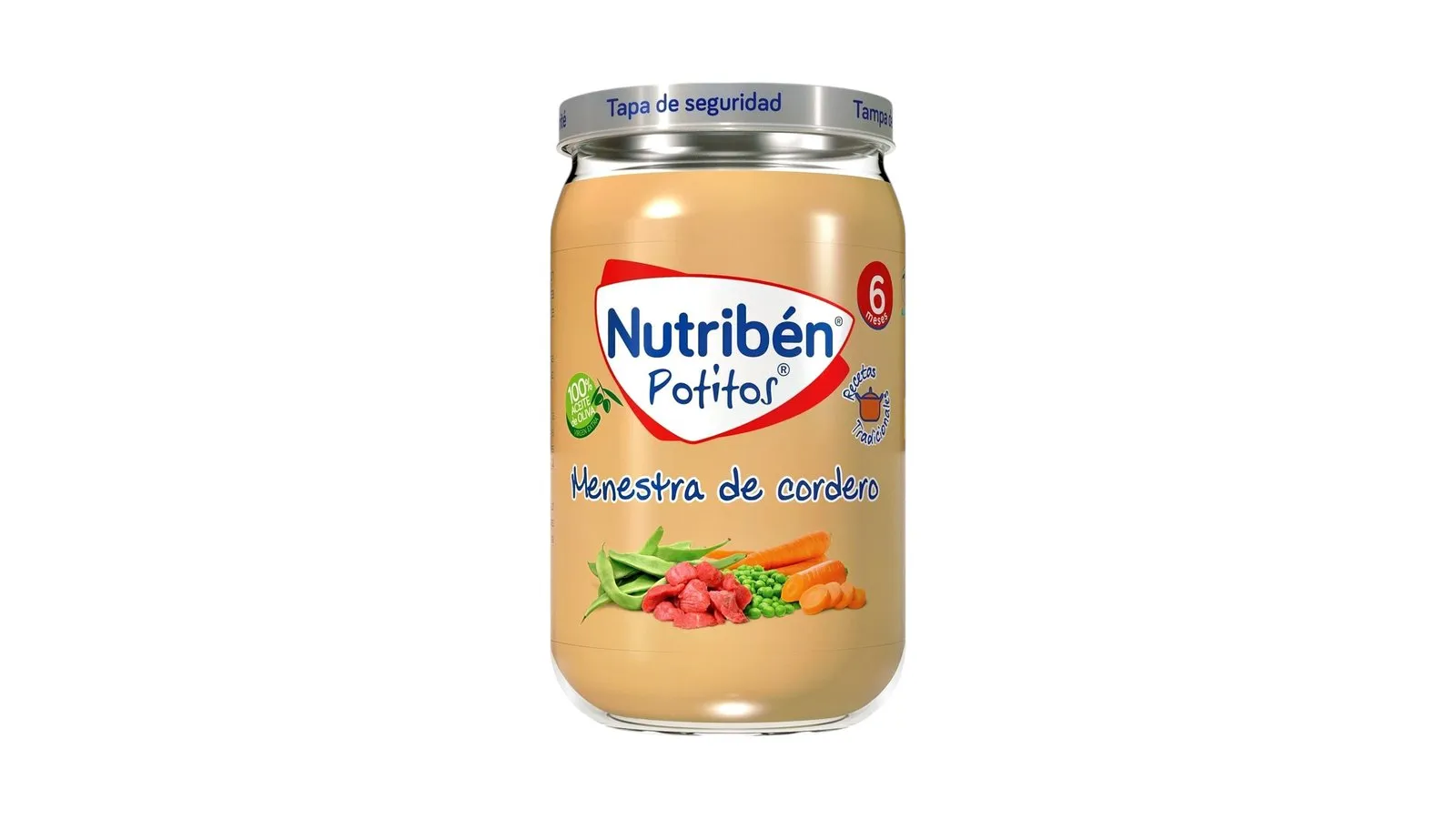 Kavanozi Nutribén Potito Perime me Mish Qengji, pure e kripur për foshnja.