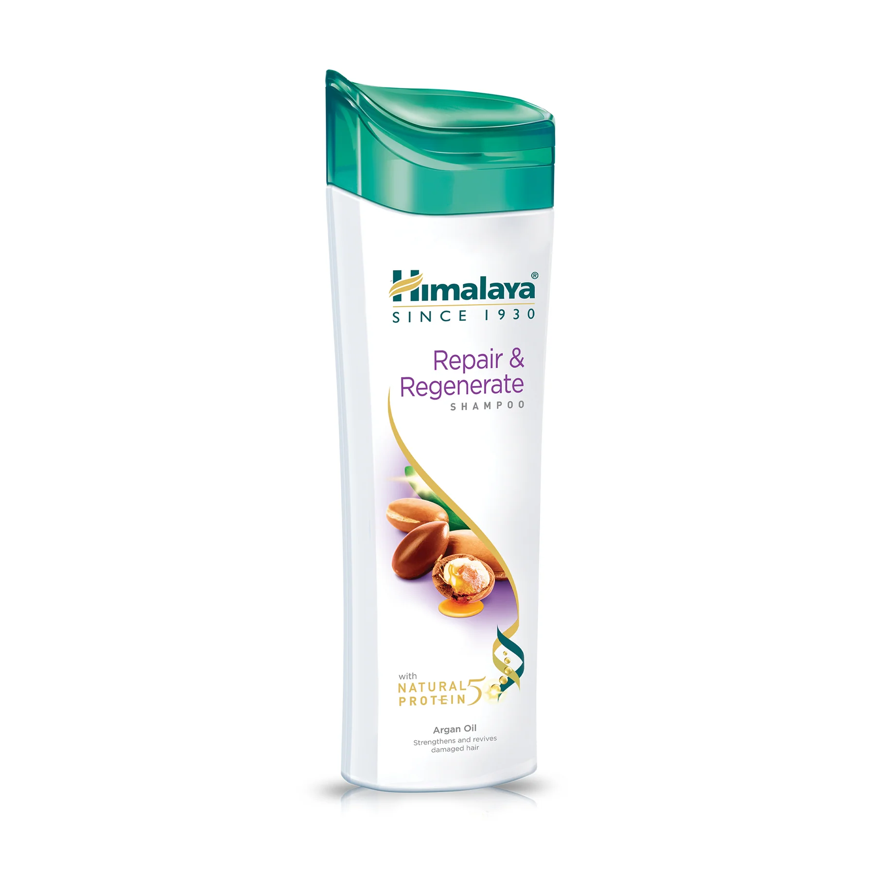 Himalaya Protein Shampoo Repair & Regenerate për flokë të dëmtuar dhe të thatë, me vaj argani dhe proteina soje e gruri.