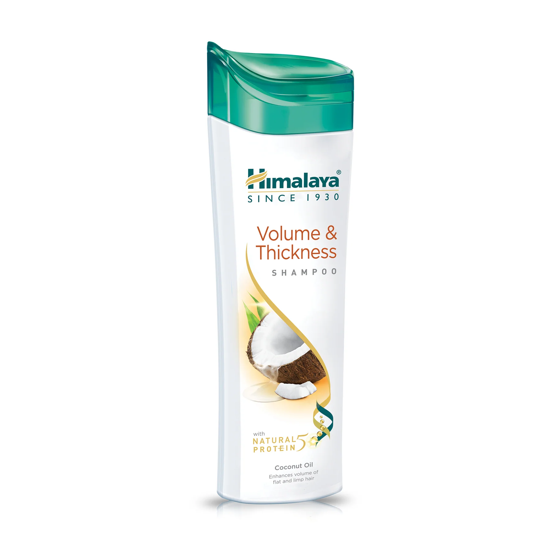 Himalaya Protein Shampoo Volume & Thickness për flokë të hollë, me vaj kokosi dhe proteina të hidrolizuara të sojës dhe grurit.
