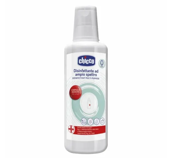 Chicco Broad Spectrum Disinfectant, solucion i lëngshëm për dezinfektimin e biberonëve, tetave, rrensave, lodrave dhe enëve të bebes.