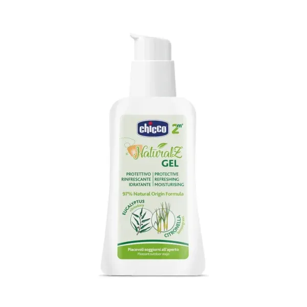 Chicco NaturalZ Protective & Refreshing Gel për fëmijë 2m+, formulë bimore pa DEET dhe alkool.