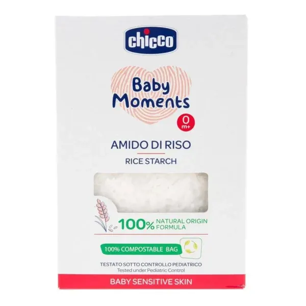 Chicco Baby Moments Rice Starch, niseshte orizi e pastër për banjën e foshnjës dhe lëkurën e ndjeshme.