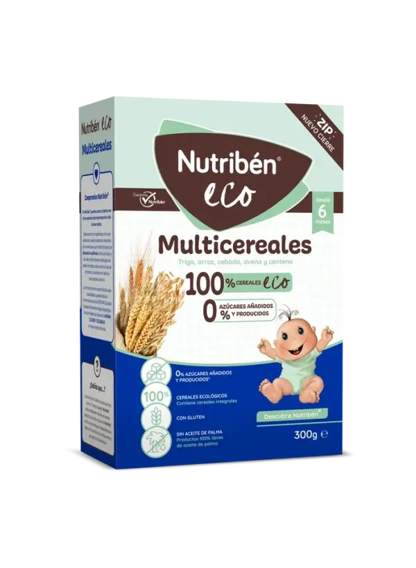 Paketimi Nutribén Eco Multicereales, papilla me drithëra organike për bebe.